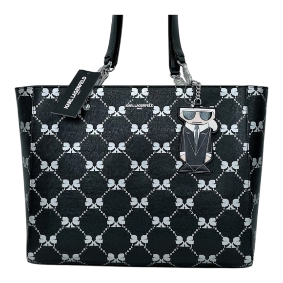 🖤🔹️ Karl Lagerfeld🔹️ Paris Adele Tote Carryall Bag Signature Print  Black